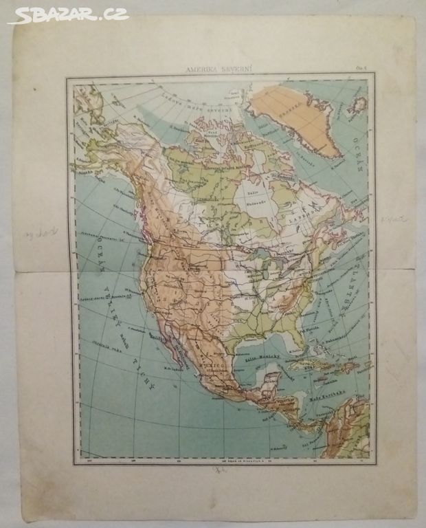 Mapa - Severní Amerika - 1908