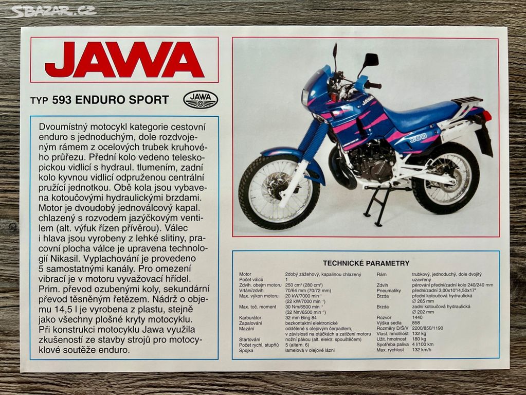 Dobový prospekt - Jawa 593 Enduro Sport ( 1995 )