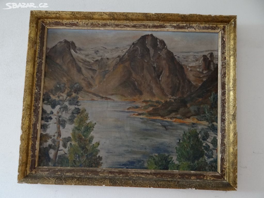 Obraz ve starožitném rámu O. Černý - Norský fjord