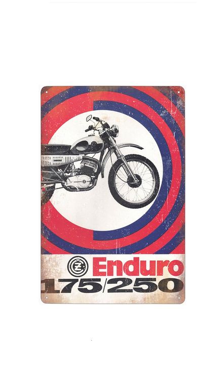 cedule plechová - motocykl ČZ 175 - 250 Enduro