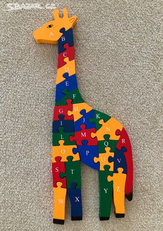 Dřevěné skládačka žirafa, puzzle čísla,písmenka