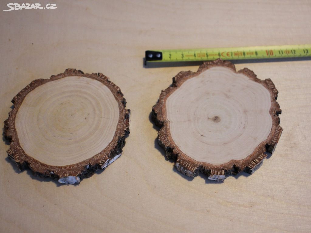 Podtácek dřevěný s kůrou, pr. 9,5 cm cena za 2 ks