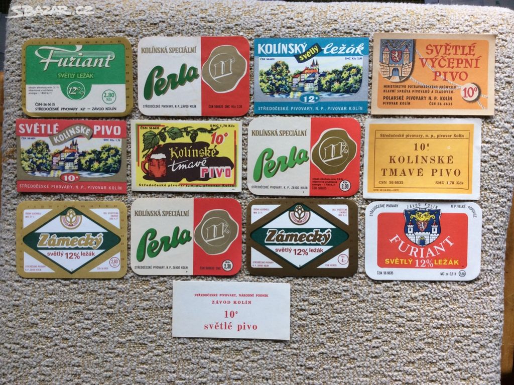 Pivní etikety pivovaru Kolín