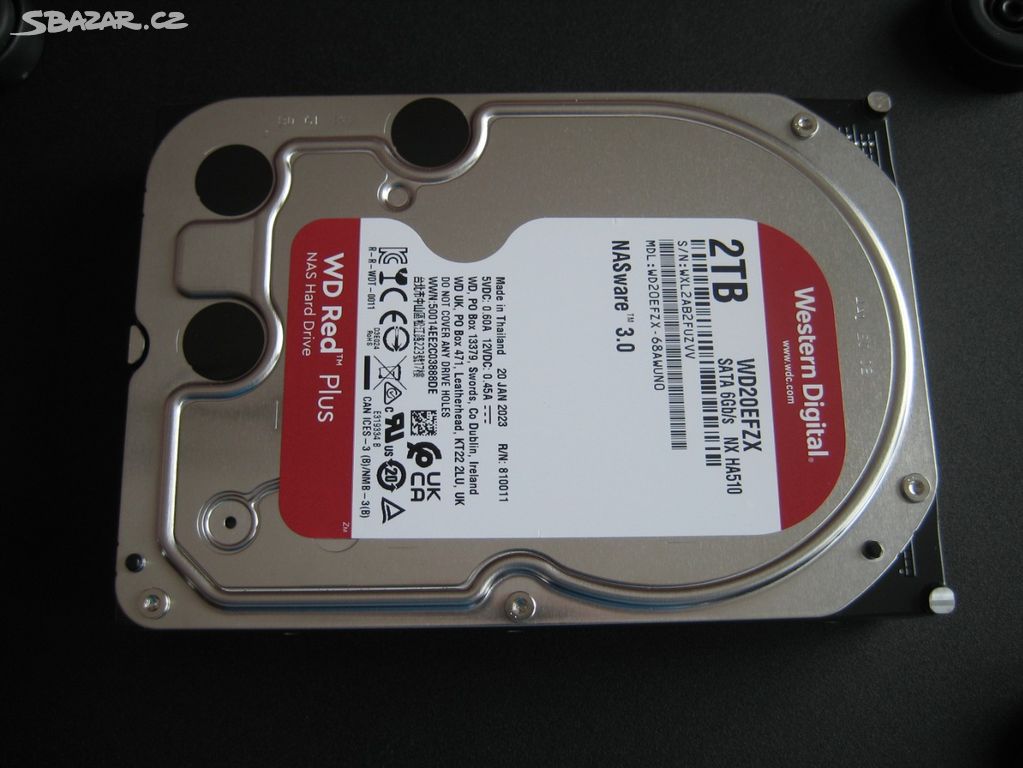3,5 "pevný disk WD Red Plus 2TB, WD20EFZX, záruka.