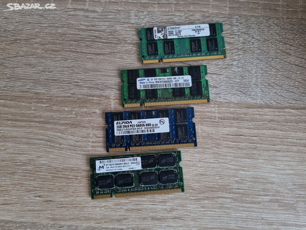 Operační paměť 2GB DDR2 800MHz, 667MHz, So-dimm
