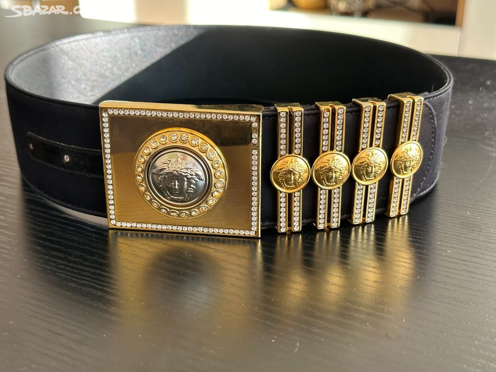 Gianni Versace Vintage 90s Medusa Diamante pásek