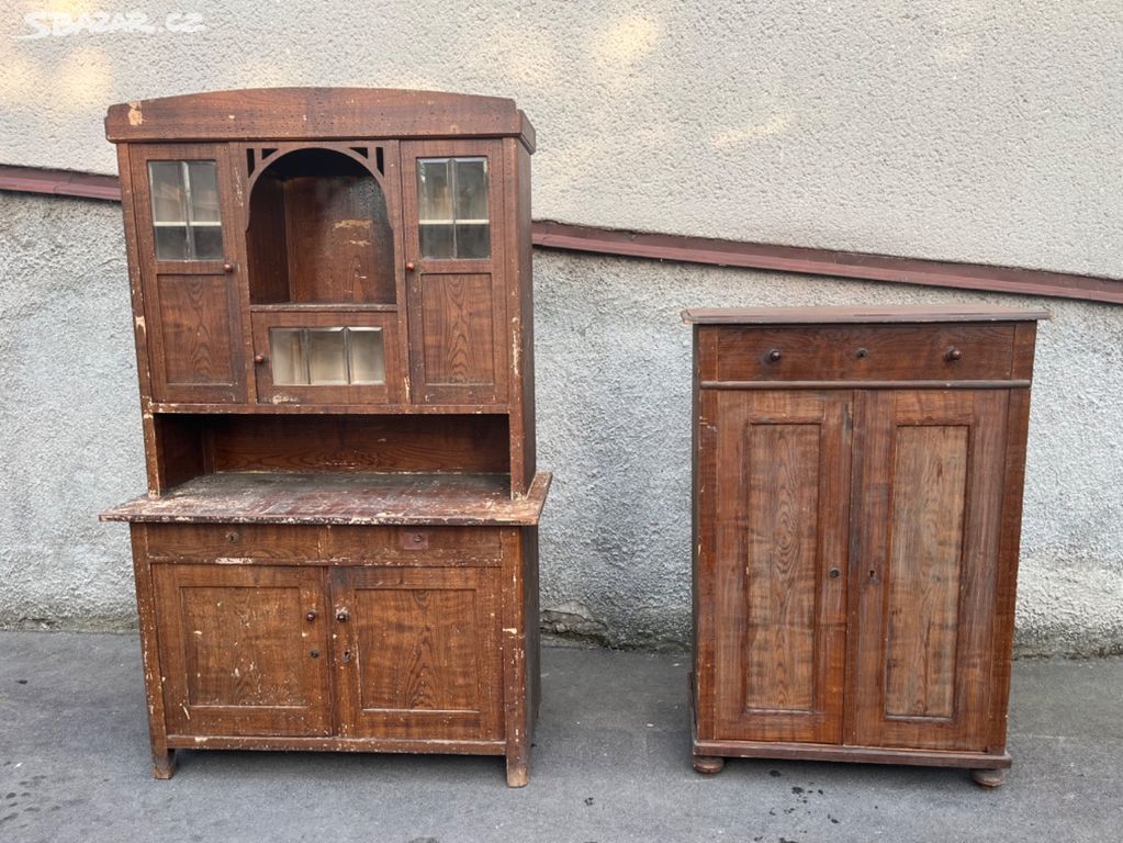 Starožitný set nábytku - Kabinet a Vertiko r. 1920