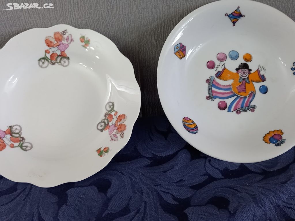Retro dětské porcelánové talířky