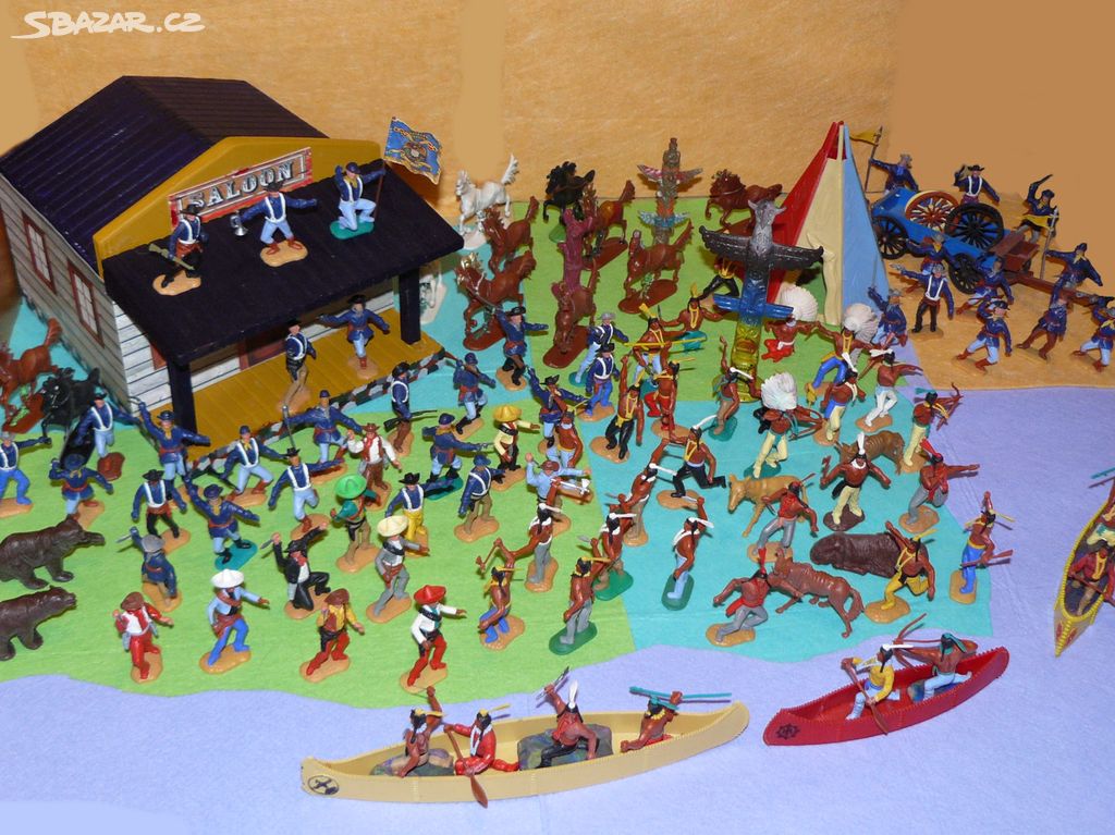 Figurky Timpo Toys kovbojové, indiáni atd. 108 ks
