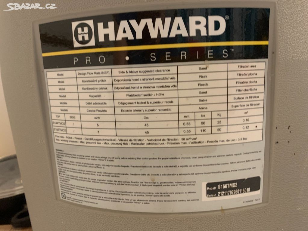 písková filtrace HAYWARD + čerpadlo glong fcp-370s