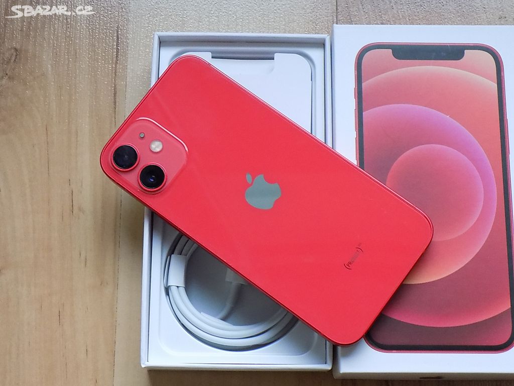 APPLE iPhone 12 128GB Red - ZÁRUKA - TOP STAV