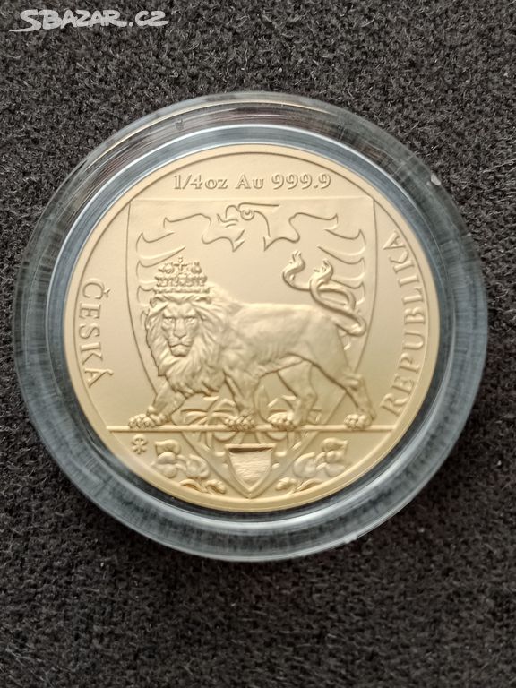 Zlatá investiční mince Český lev 2020 proof 1/4 Oz