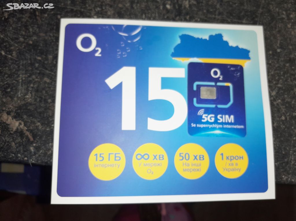 Nová předplacená SIM karta O2 GO Ukrajina 15GB