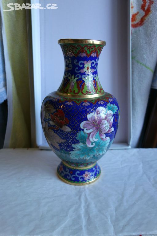 Pěkná stará smaltovaná váza Cloisonné