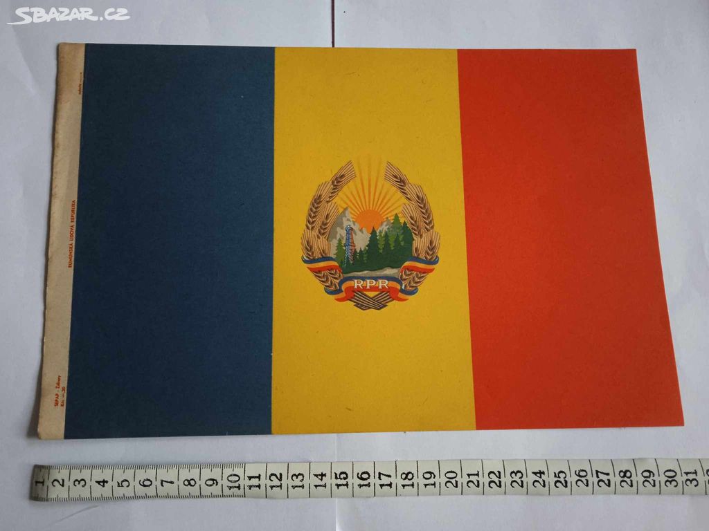 RETRO papírová vlajka, Československo,Rumunsko,Kčs