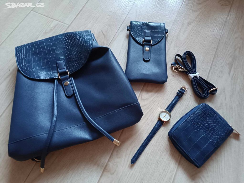Modrý set batoh, peněženka, hodinky, kapsička NOVÉ