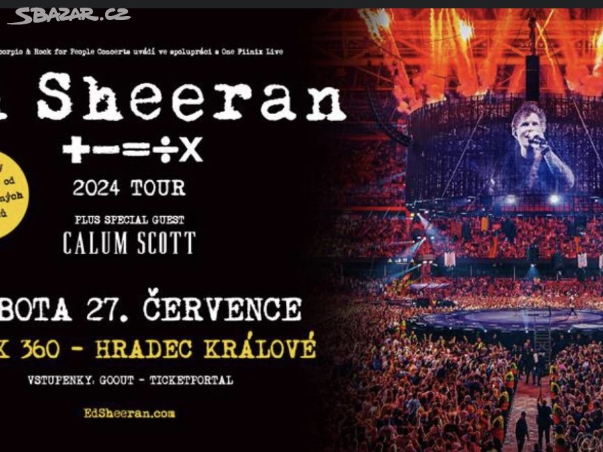 Vstupenka 2x na Ed Sheeran 27.7. Hradec Králové