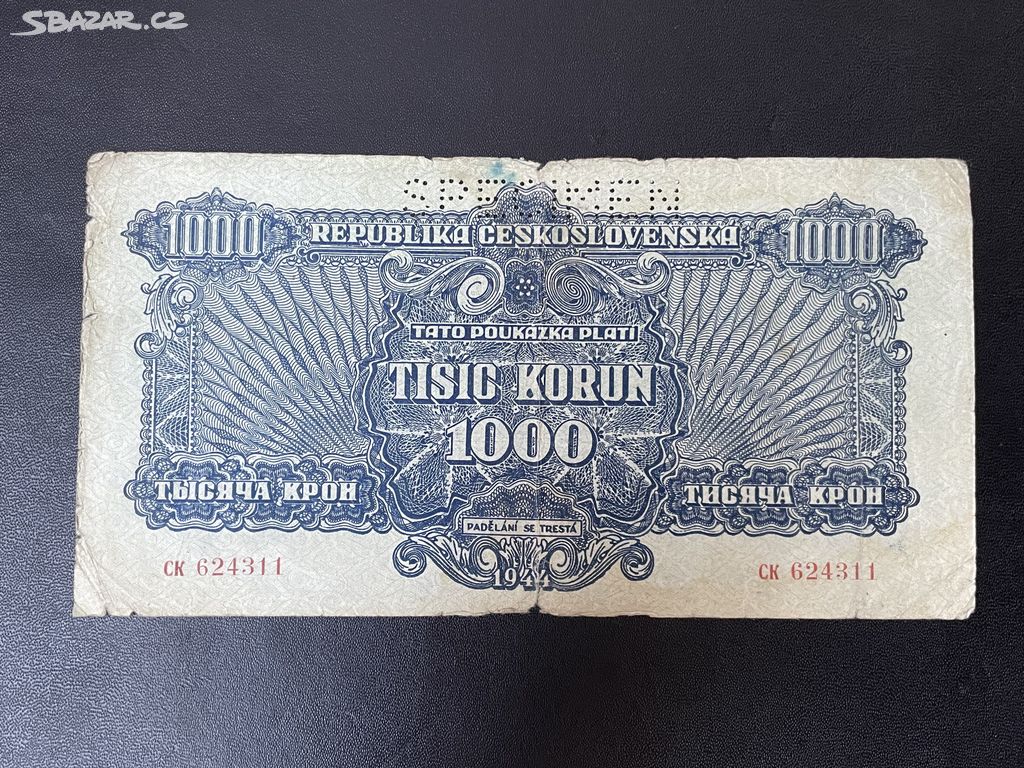 Bankovka 1000 korun z roku 1944