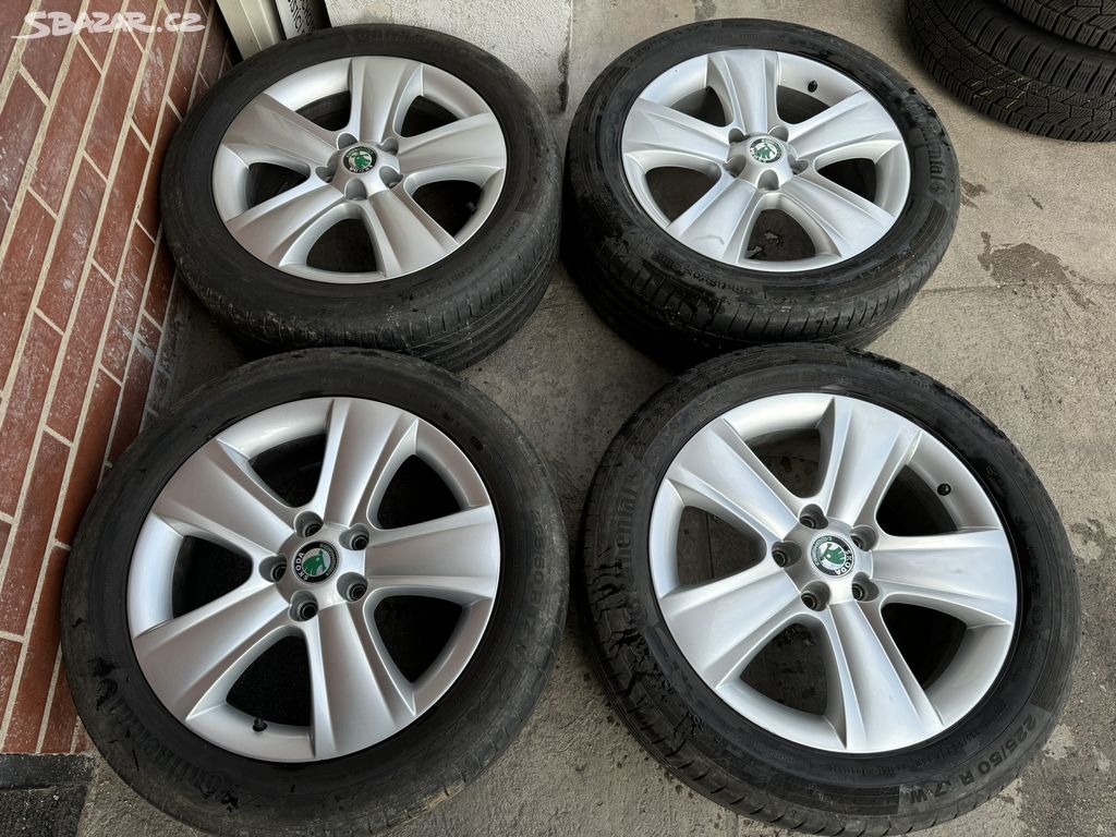 Alu 17" 5x112, orig. škoda DOLOMITE, Yeti pneu 70%