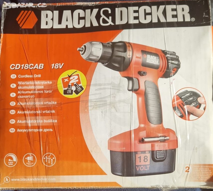 Aku vrtačka/šroubovák Black & Decker 18V CD18