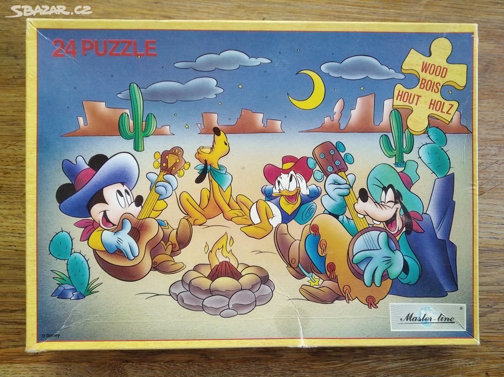 RETRO dřevěné puzzle 24 dílků Mickey Disney