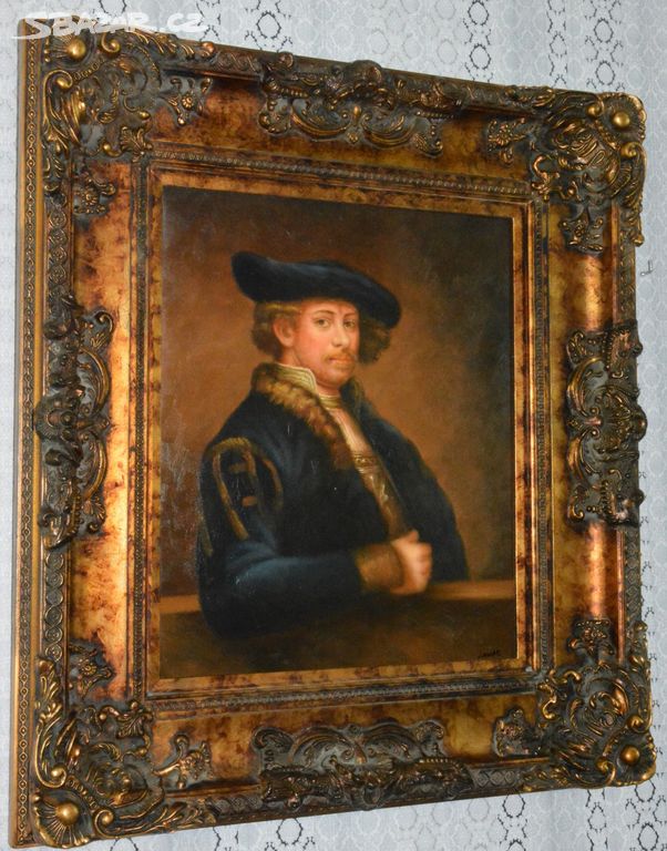 Zámecký obraz - Rembrandt - portrét-olej na plátně