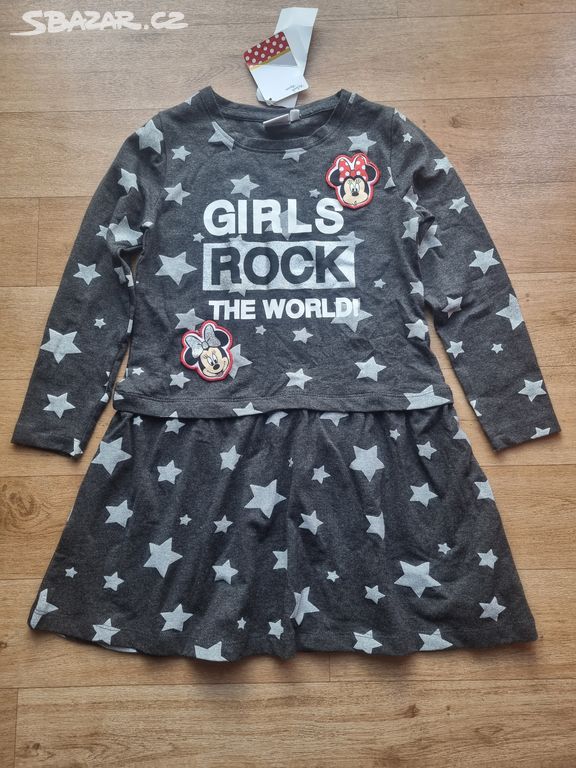 NOVÉ šaty Minnie Mouse 128 (8 roků) rock girl