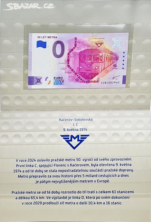 Folder 0 euro souvenir bankovka 50 let metra