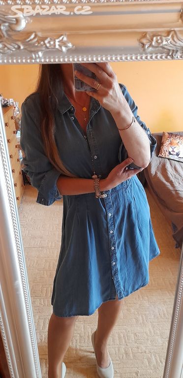 Esmara košilové džínové šaty s kapsami