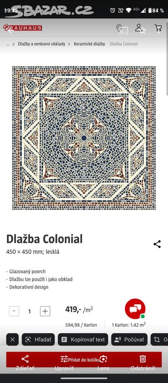 Nová dlažba Colonial 45x45 (27ks)