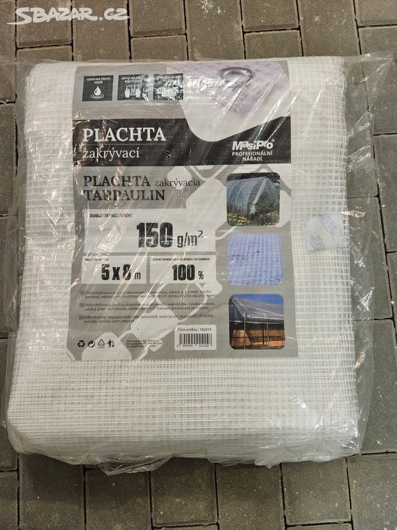 Zakrývací plachta s oky 5x8m 150g NOVÁ!