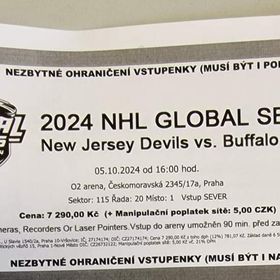 Obrázek k inzerátu: Vstupenky NHL Global series 2024