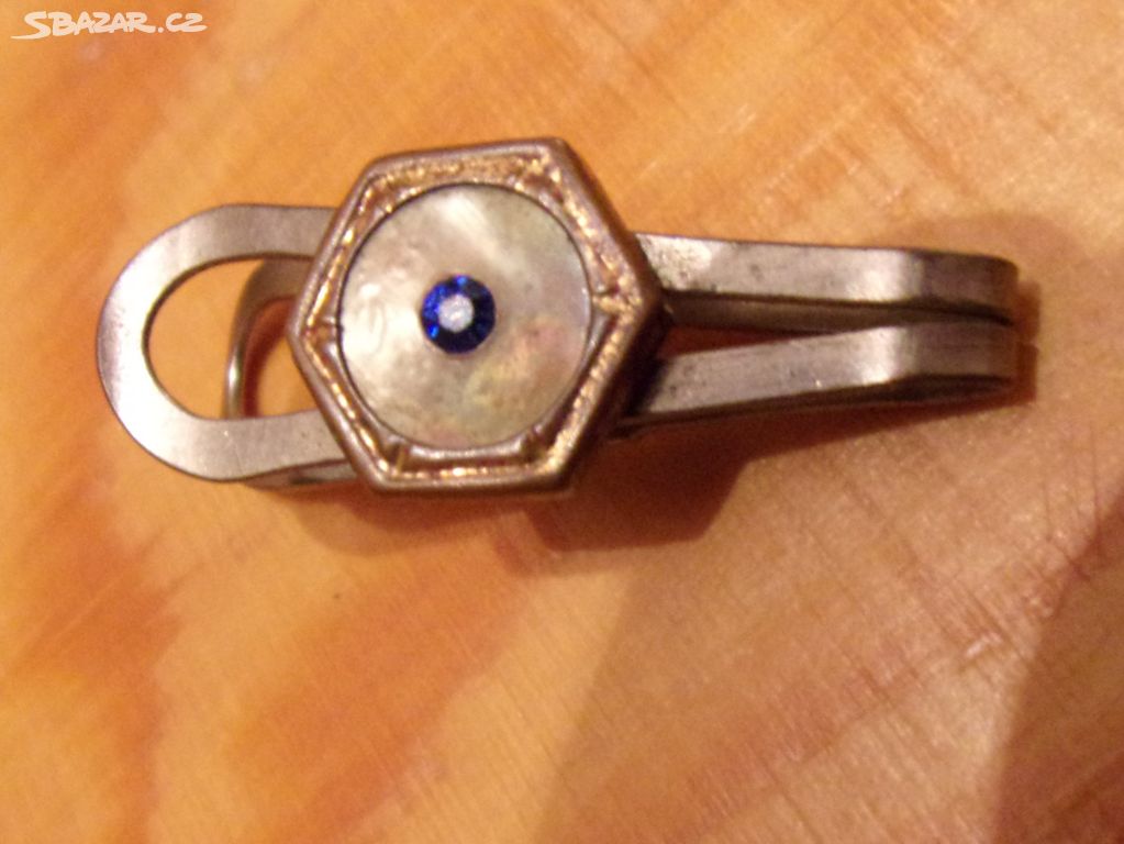 Starožitná spona na kravatu s perletí - cca 90 let
