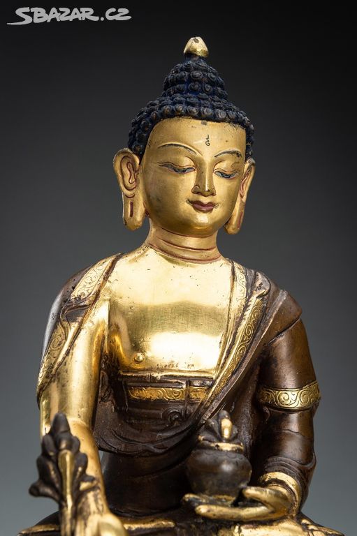 Starožitný tibetský zlacený bronz Buddha Tibet