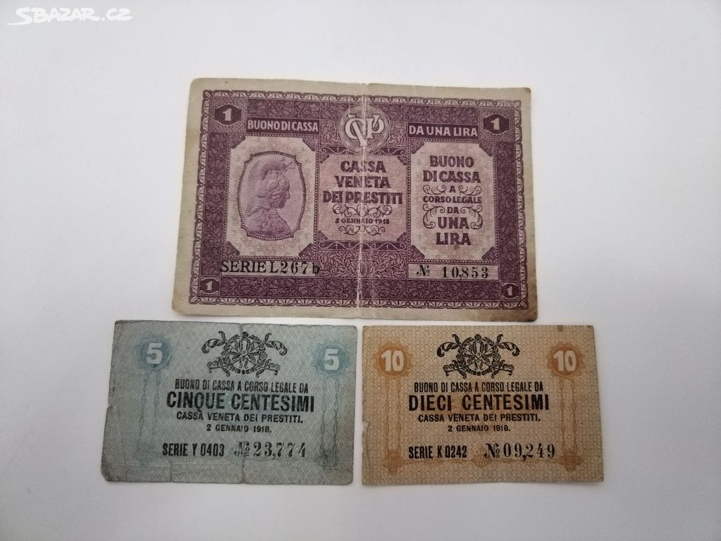 Bankovky Itálie - Rakouská okupace Benátek 1918