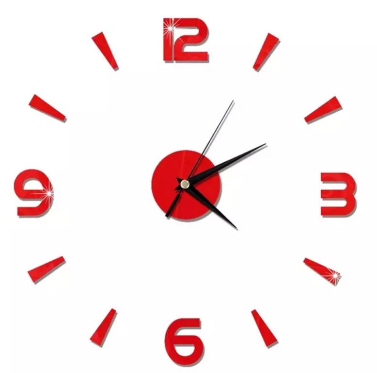 Červené nalepovací akrylové hodiny, červené