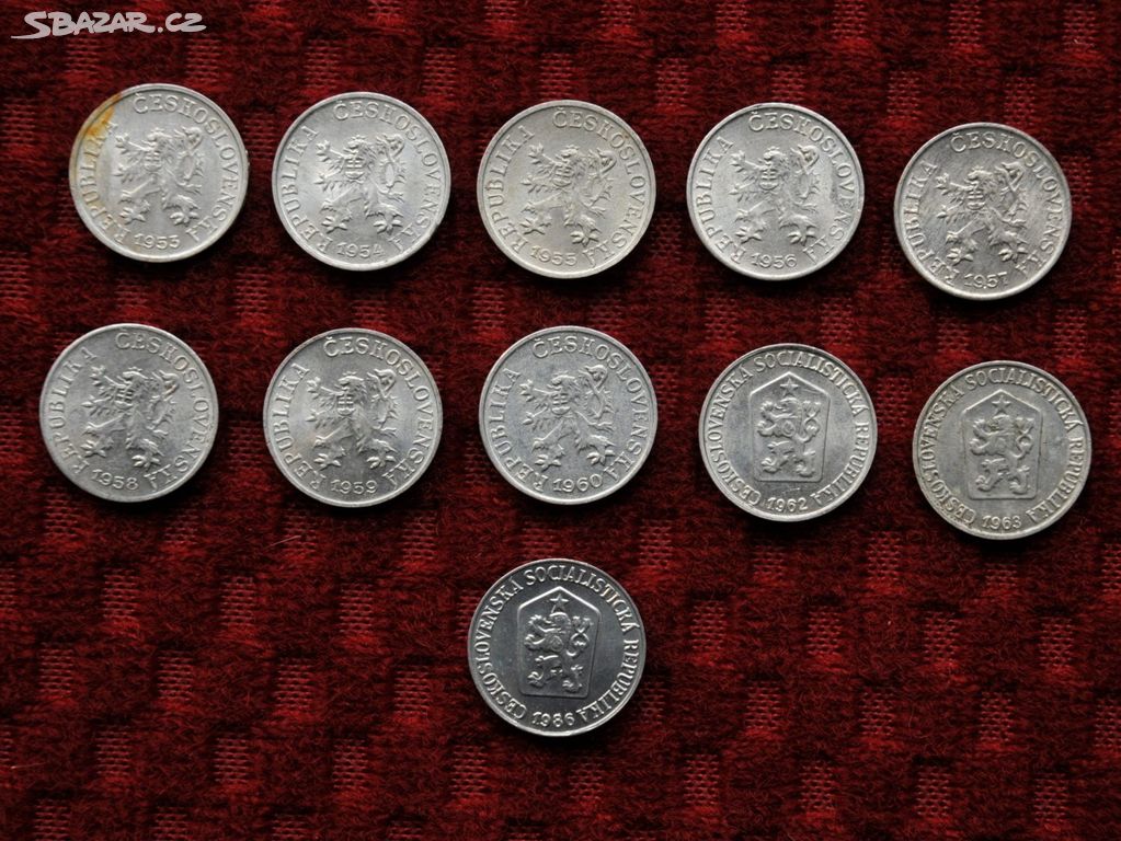 Mince Československo ČSSR - 1 haléř 1953 - 1986