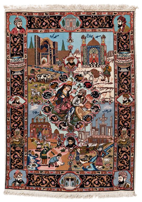 Perský obrazový koberec Tabríz zvěrokruh 145x105