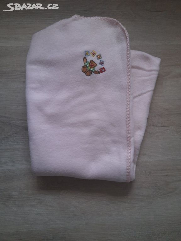 Dětská deka růžová s výšivkou - NOVÁ - DÁREK
