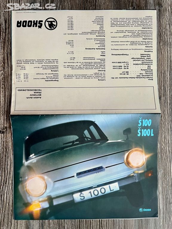 Prospekt Škoda 100 / 100 L ( 197X ) Motokov - Plzeň 