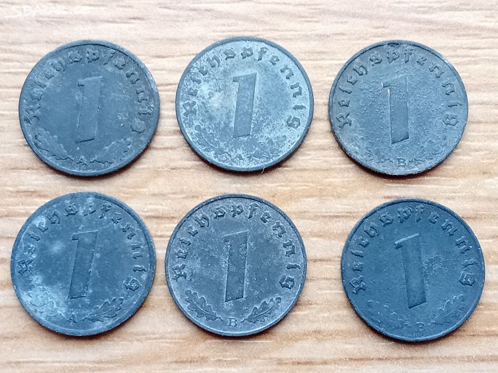 Mince 1 Reichspfennig 1941 až 1944 Třetí říše