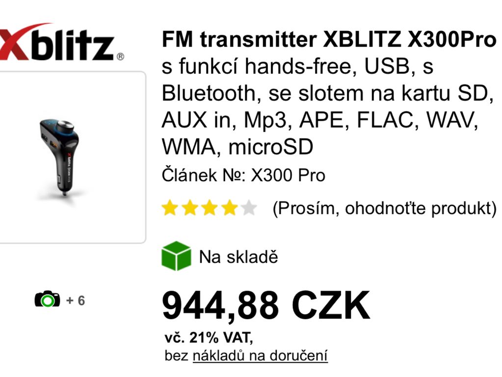 autonabíječka XBLITZ X300 Pro FM transmitter