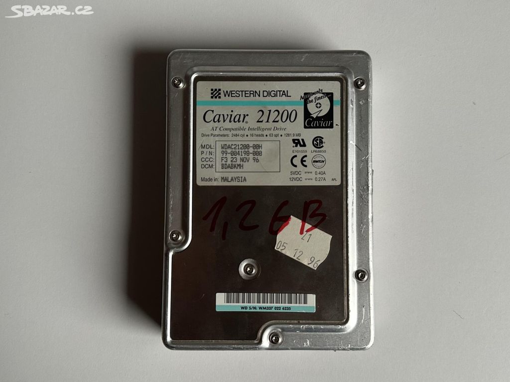 Pevný disk WD Caviar 21200 / 1,2 GB / IDE 3,5"