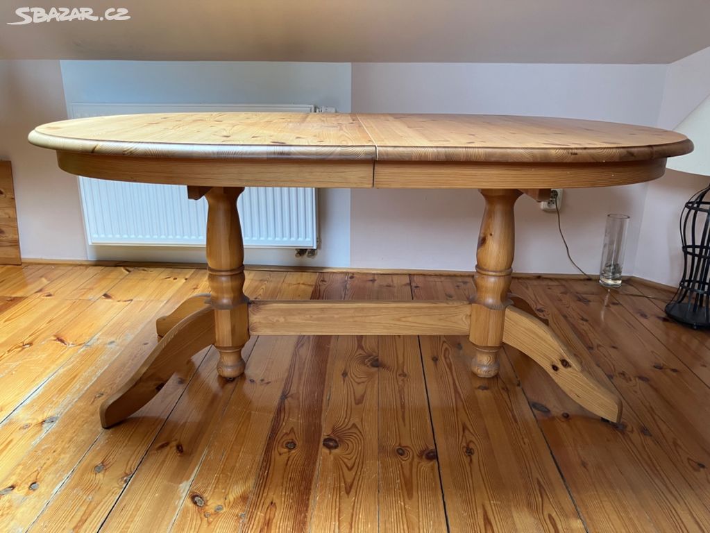 Dřevěný rozkládací stůl 6x židle masív