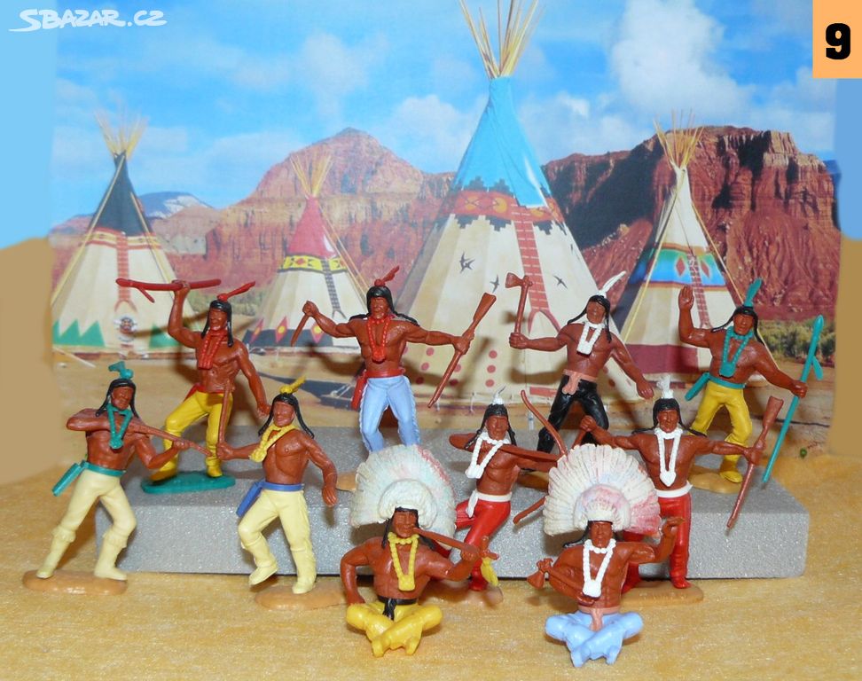 ( 9 ) Timpo Toys originál figurky : indiáni