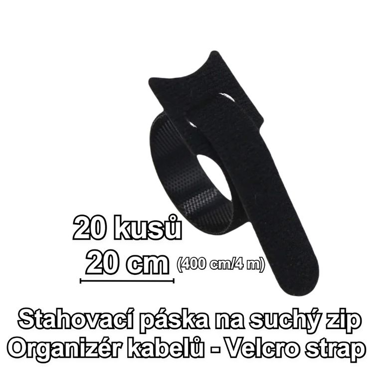 Stahovací páska suchý zip Organizér kabelů (20 ks)