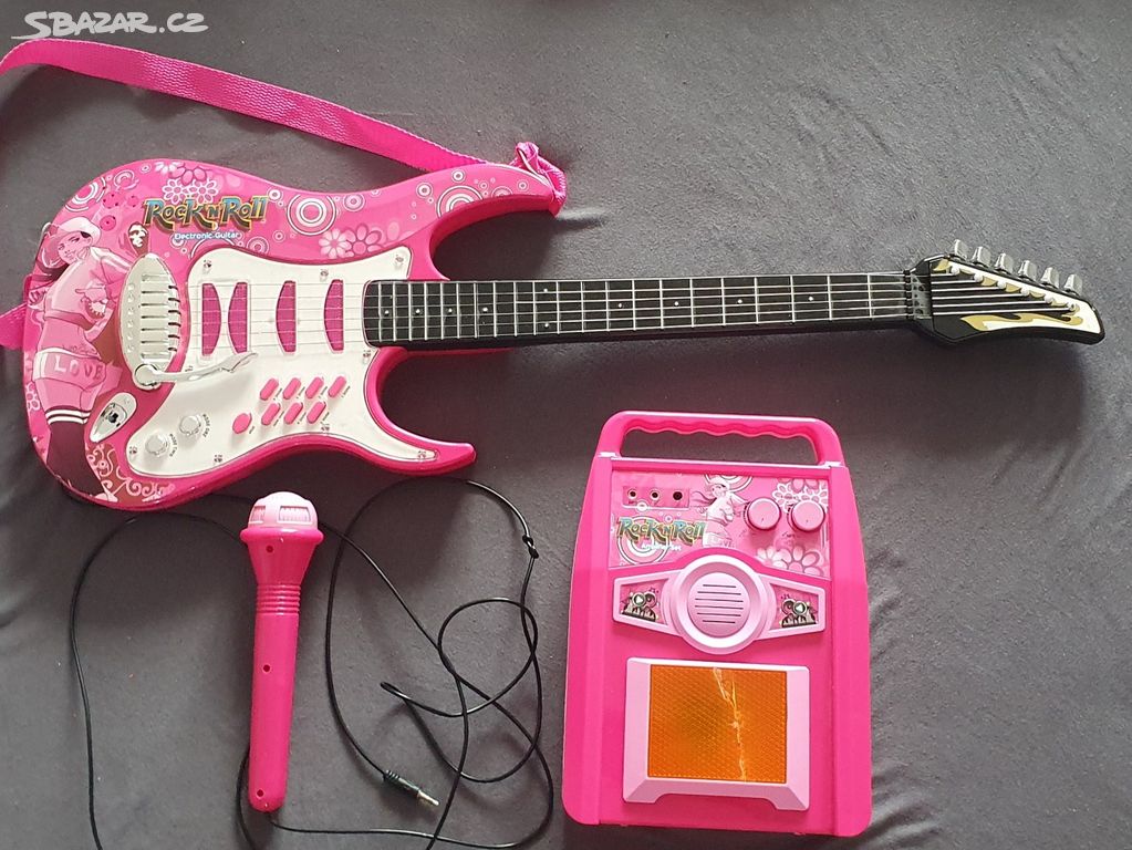 dětský karaoke set kytara mikrofon reproduktor