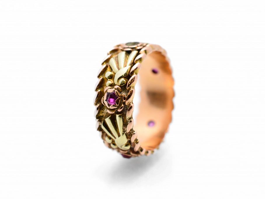 Zlatý prsten s rubíny, vel. 55 (17053)