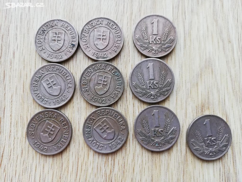 mince 1 koruna Slovenská republika 1942,cena za ks