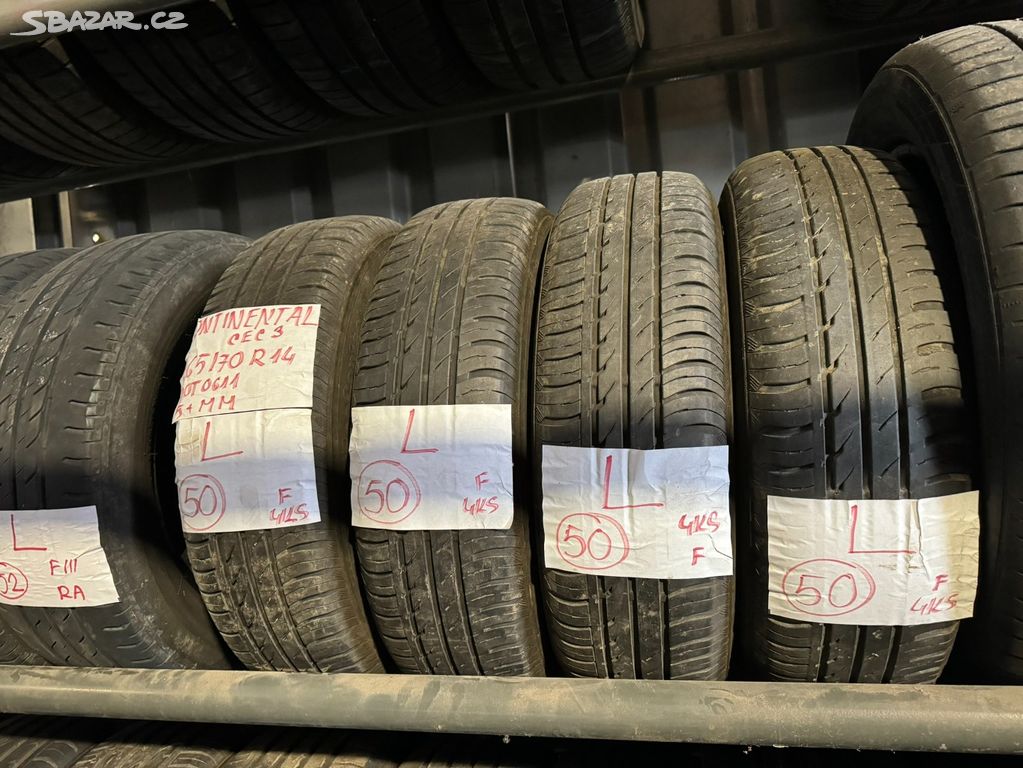 Letní pneumatiky CONTINENTAL 165/70 R14, 4ks, L 50